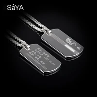 Men Pendants  Necklace for Male,Classic Tungsten Inlay CZ Stones with Titanium Steel Cuban Chain, Engraving 2