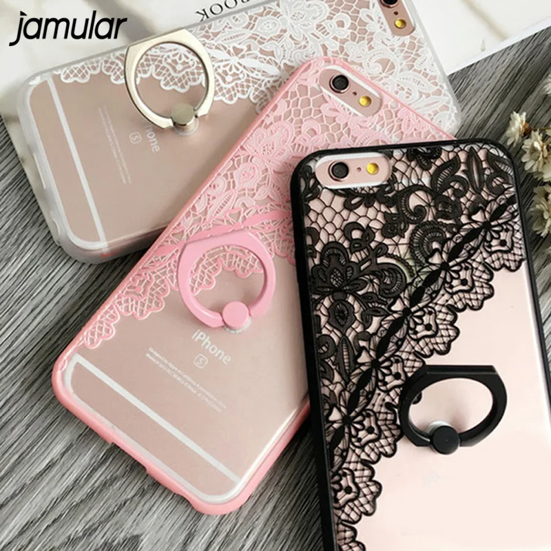 JAMULAR Sexy Lace Floral Pattern Case For iPhone 8 7 Plus