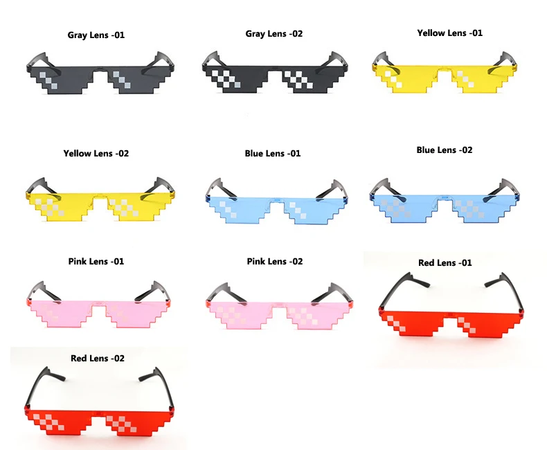 DIGUYAO очки 8 бит MLG Pixelated Солнцезащитные очки Мужские Женские брендовые Thug Life очки для вечеринки мозаичные винтажные розовые красные очки