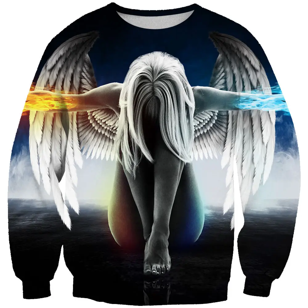 

2019 Angel 3D Printing Crewneck Long Sleeve Men's hoodie Angel hoodie