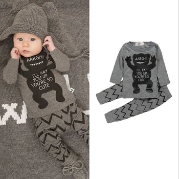 

long sleeve cartoon o-neck T-shirt tops+pants baby boy girl clothes set infant clothing summer outfit 2019 newborn tracksuit