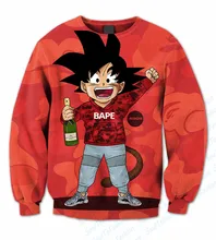 Echt amerikanische uns größe 3d sublimationsdruck einmal swagged goku crewneck sweatshirts plus größe nach maß clothing