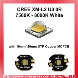 CREE XM-L2 U3 0r 7500 К-8000 К Белый светодиодный излучатель может с голые светодиодный или 16 мм/ 20 мм Медь доска-1 шт