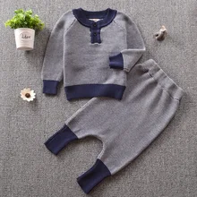 Ins hot baby boy clothes set knitted cotton long-sleeved Sweatshirts+ pants infant clothes 2pcs suit boys girls clothing sets