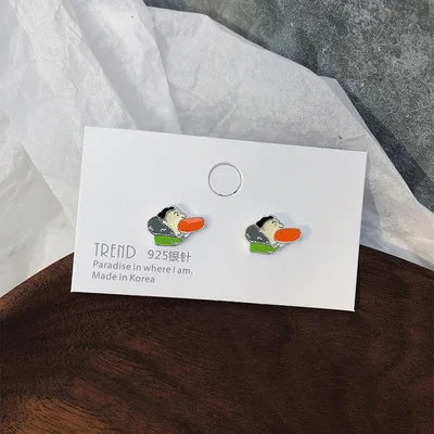 2019 new women's S925 sterling silver earrings Japanese and Korean silver earrings creative silver needle earrings