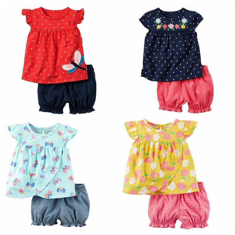 

Butterfly Baby Girls 2-Pieces Clothes Suit Newborn Clothing Sets Girl's T-Shirt Jumpers Hot Shorts Pants Children Dress 0-2 Year