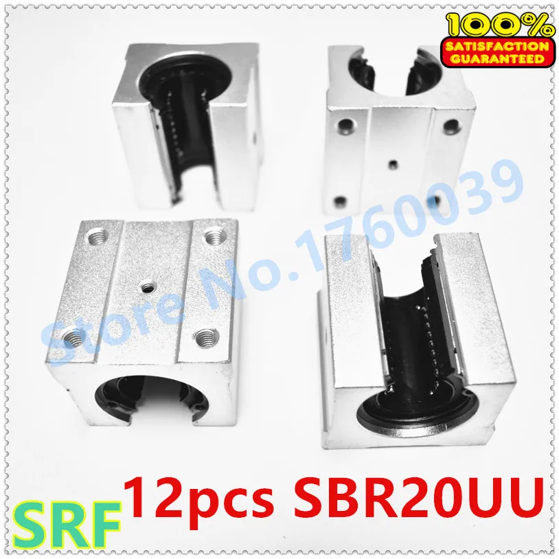 

12pcs/lot 12mm aluminum block SBR20UU Linear Ball Bearing Support Unit pillow blocks Linear motion block for CNC parts