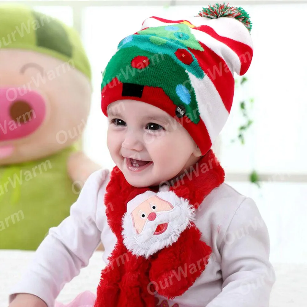 Светодиодный теплый Рождественский свитер, Рождественский свитер, Рождественский светильник, вязаная шапка для детей и взрослых, Рождественская вечеринка