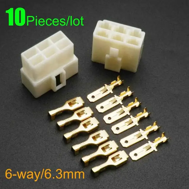 10 Pieces/lot 1 2 3 4 6 8 Way 6.3mm Electrical Multi Plug Connector