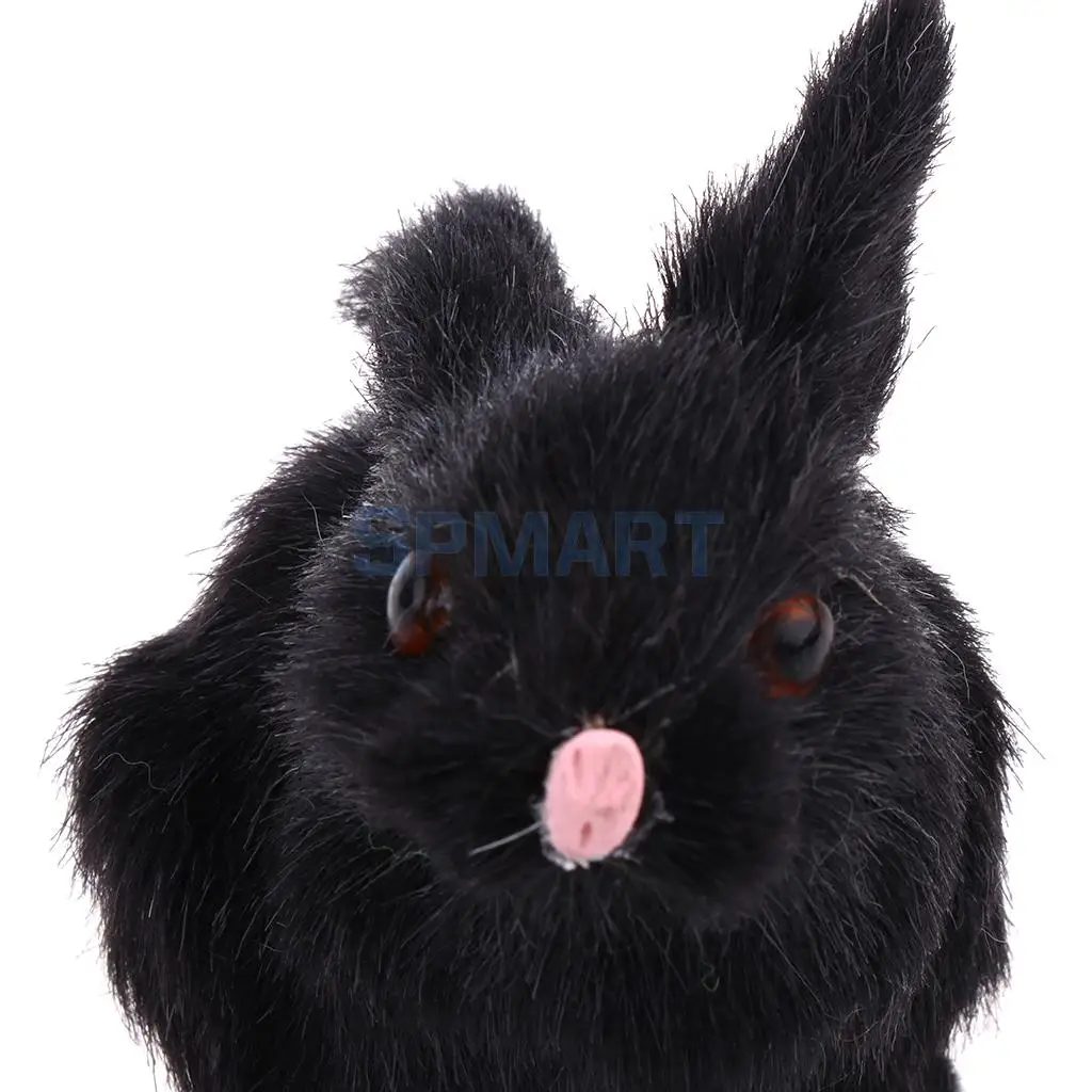 Lifelike Simulation Plush Stuffed Rabbit Hare Bunny Animals Model Figure Plush Figures Soft Toy Home Decoration Black