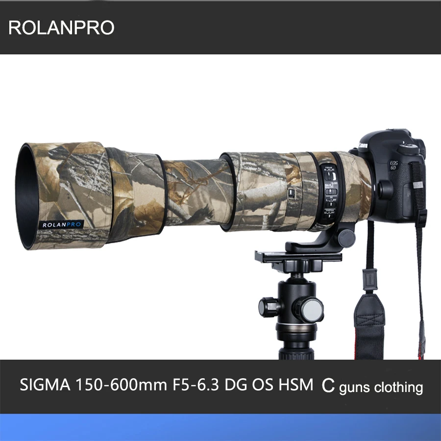 Камуфляжный чехол для объектива ROLANPRO дождевик SIGMA 150 600 мм F5 6.3 DG OS HSM Современная