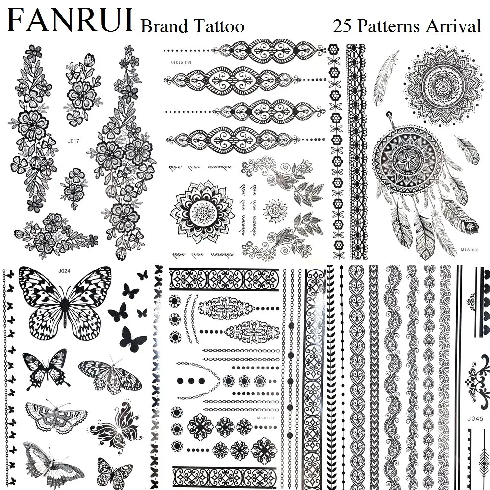 

Indian Chains Black Henna Mandala Tattoo Stickers Bracelet Lace Girl Body Arm Art Temporary Tattoo Women Makeup Tatoos Leg Jewel