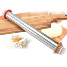 Регулируемые Вертлюги Из Нержавеющей Стали Штифт тесто ролик с 4 съемными регулируемыми толстыми кольцами MU