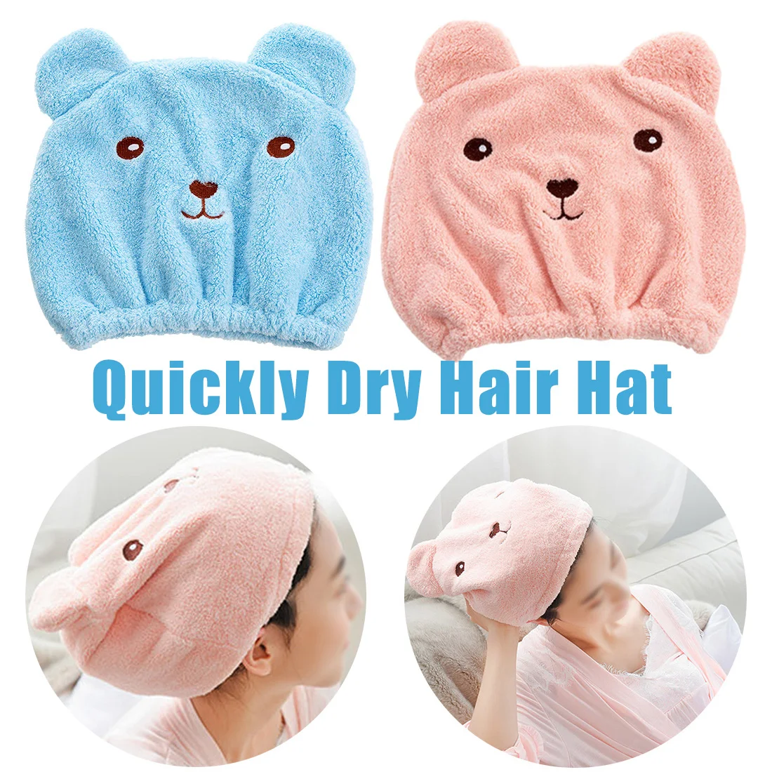 Cute Bear Shower Cap Women Bathroom Super Absorbent Quick-drying Bath Towel Hair Dry Cap Salon Towel Bathroom Products Cute Bear Shower Cap Women Bathroom Super Absorbent Quick-drying Bath Towel Hair Dry Cap Salon Towel Bathroom Products