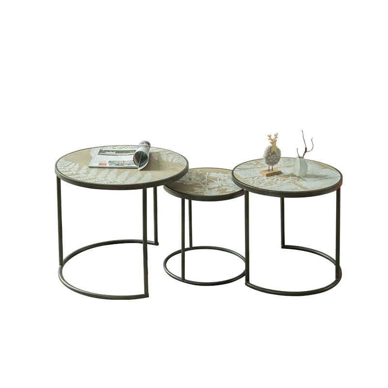 Industrial simple wind modern minimalist metal round tea table living room sets three leisure tea table retro coffee table Industrial simple wind modern minimalist metal round tea table living room sets three leisure tea table retro coffee table