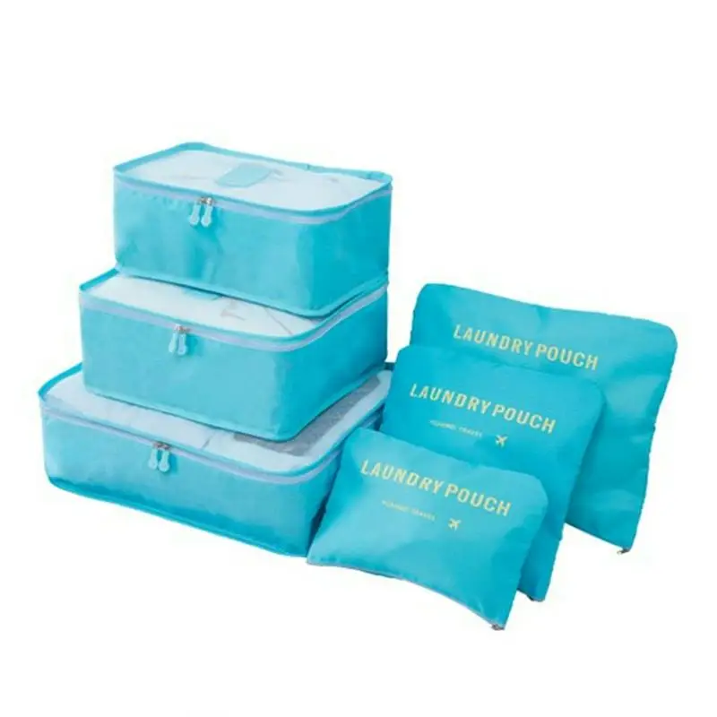 النسخة الكورية متعددة الوظائف 6 الدعاوى الأمتعة حقيبة التخزين للماء متعددة الألوان السفر حقائب صندوق تخزين ملابس المنظم