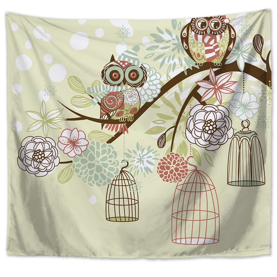 

owl cloth animals bird Tapestry Bohemia Wall Carpet Microfiber Soft Life Wall Sheet 130x150 150x200cmTAP205