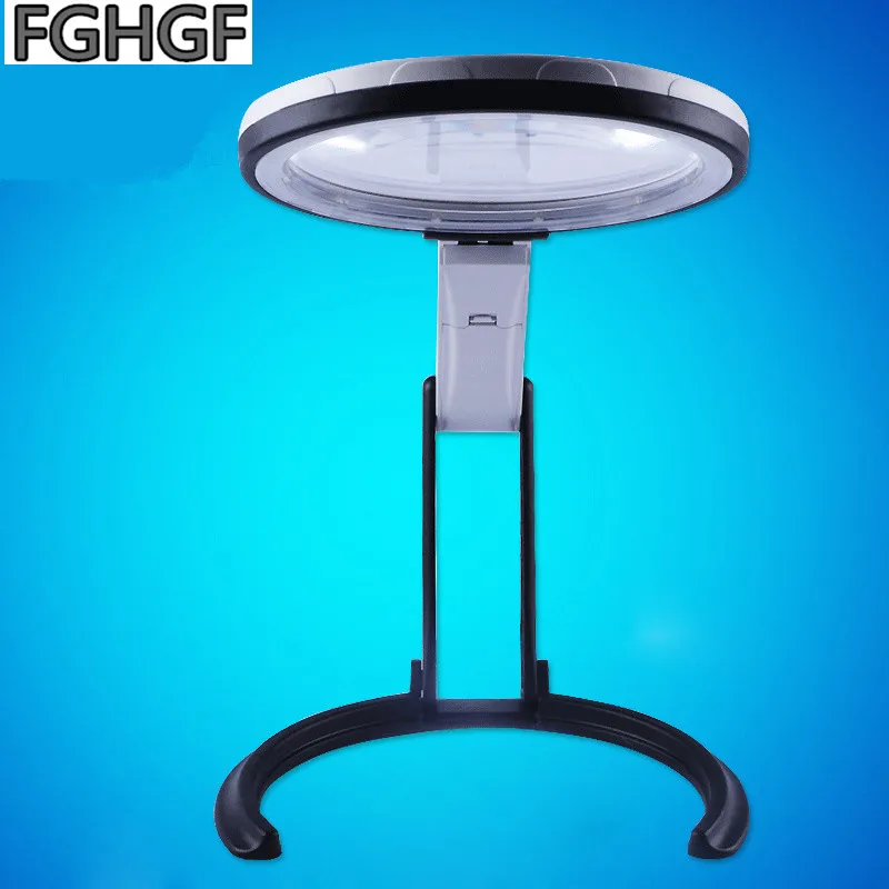 

FGHGF 3B-1C HD Desktop Magnifier 2X-5x Times Foldable With LED Lamp Handheld Magnifier Reading Tool Watch Repair Micro-carving