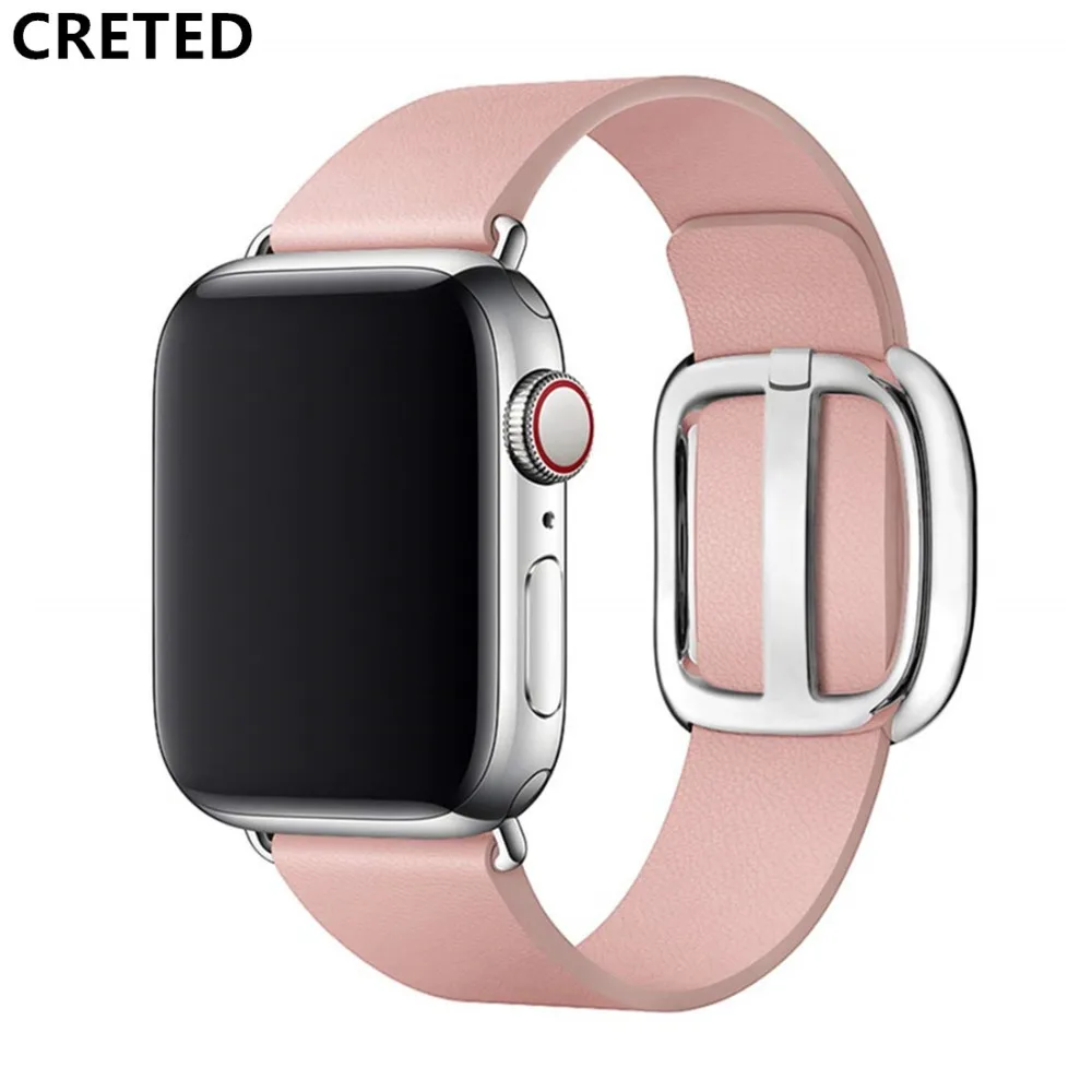 

CRESTED Genuine Leather Modern buckle strap For Apple Watch band 4 42mm/38mm iwatch band 3 44mm/40mm correa wrist bracelet belt