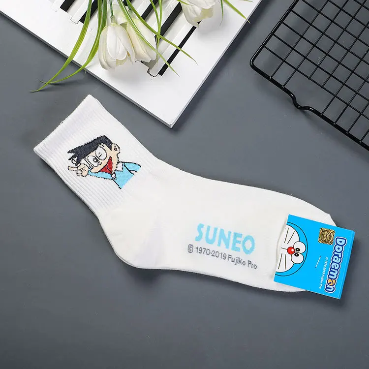 Anime Doraemon print socks Nobita Nobi Minamoto Shizuka Konta Takeshi Honekawa Suneo Dorami cute fun cartoon women cotton sock - Цвет: 4