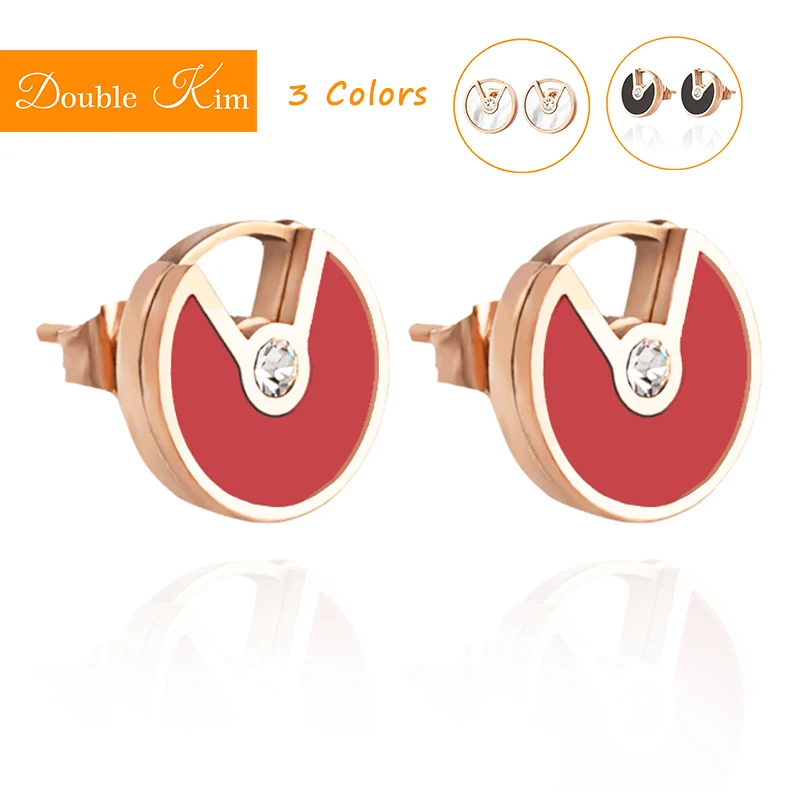 Серьги-гвоздики с летающей тарелкой, розовое золото, титановая нержавеющая сталь, материал красный, белый, черный, модные трендовые ювелирные изделия, подарок на день рождения