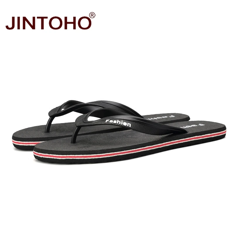 Лето jintoho Вьетнамки модные пляжные шлепанцы Брендовые мужские тапочки