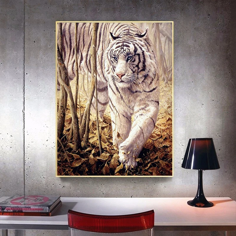 Full Drill 5D Diamond Painting Tiger Embroidery Arts Craft DIY Decor Mural Gifts 