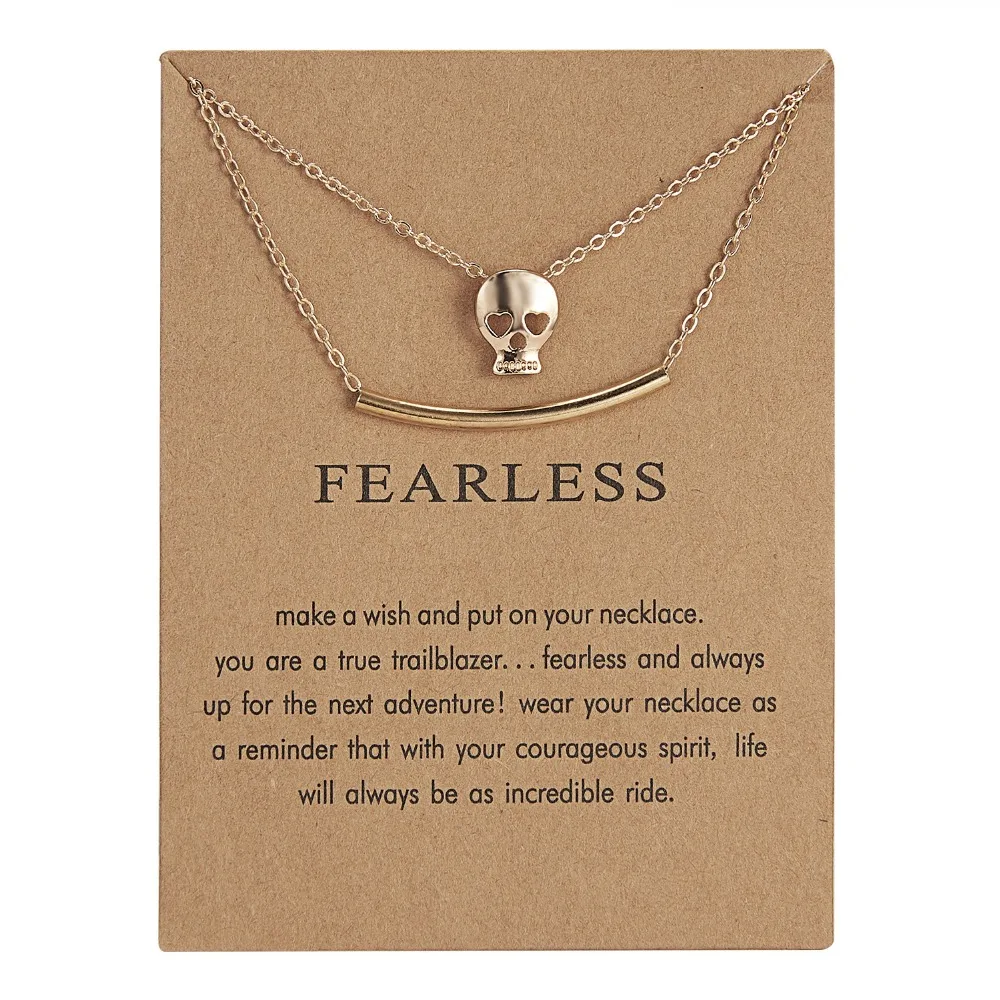 

FEARLESS Simple Multi-layer Skull Starry Sky Wish Message Card Short Collarbone Chian Choker Necklace for Women Jewelry Gifts
