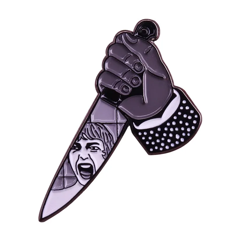 

Psycho lapel pin Alfred Hitchcock's classic shower scene badge Marion stabs scream brooch horror classic addition