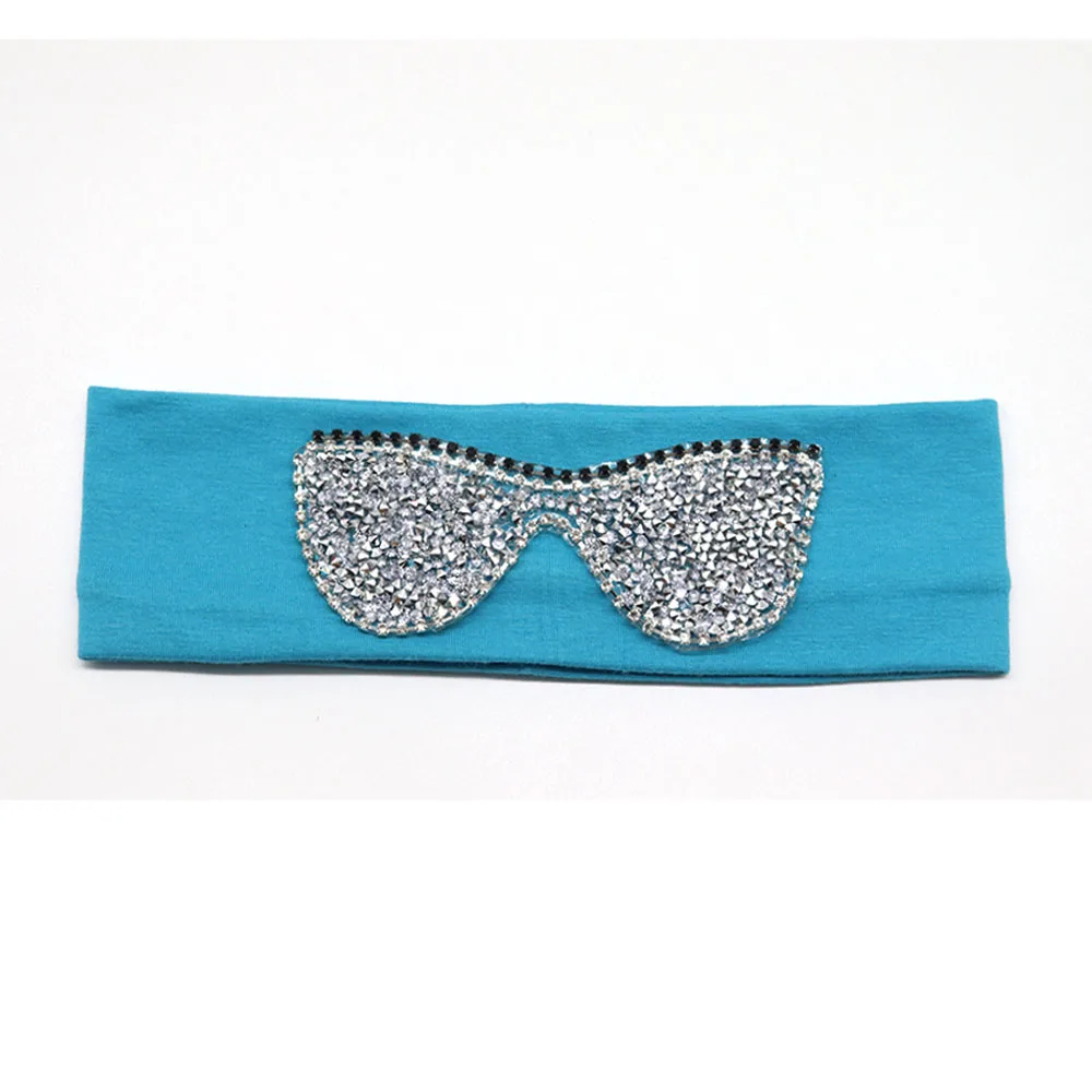 5,5 см Девушки Солнцезащитные очки повязки на голову Летняя мода стразы эластичная повязка на голову для девочек Дети хлопок повязки аксессуары для волос - Цвет: Blue Silver