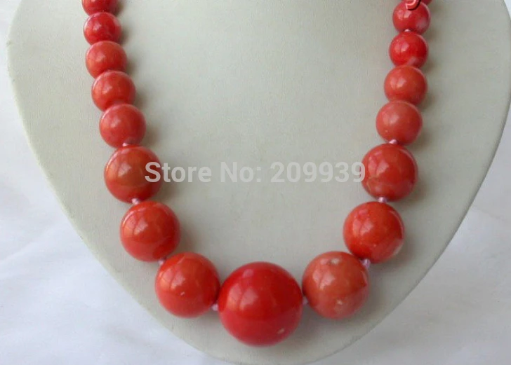 

FREE SHIPPING>>@> A2781 stunning big 10-20mm round natural red coral necklace 5.2