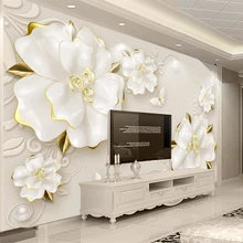 Пользовательские фото обои 3D стереоскопический рельеф розы Ювелирные изделия Цветы Фрески Гостиная ТВ фон Настенный декор роскошные обои