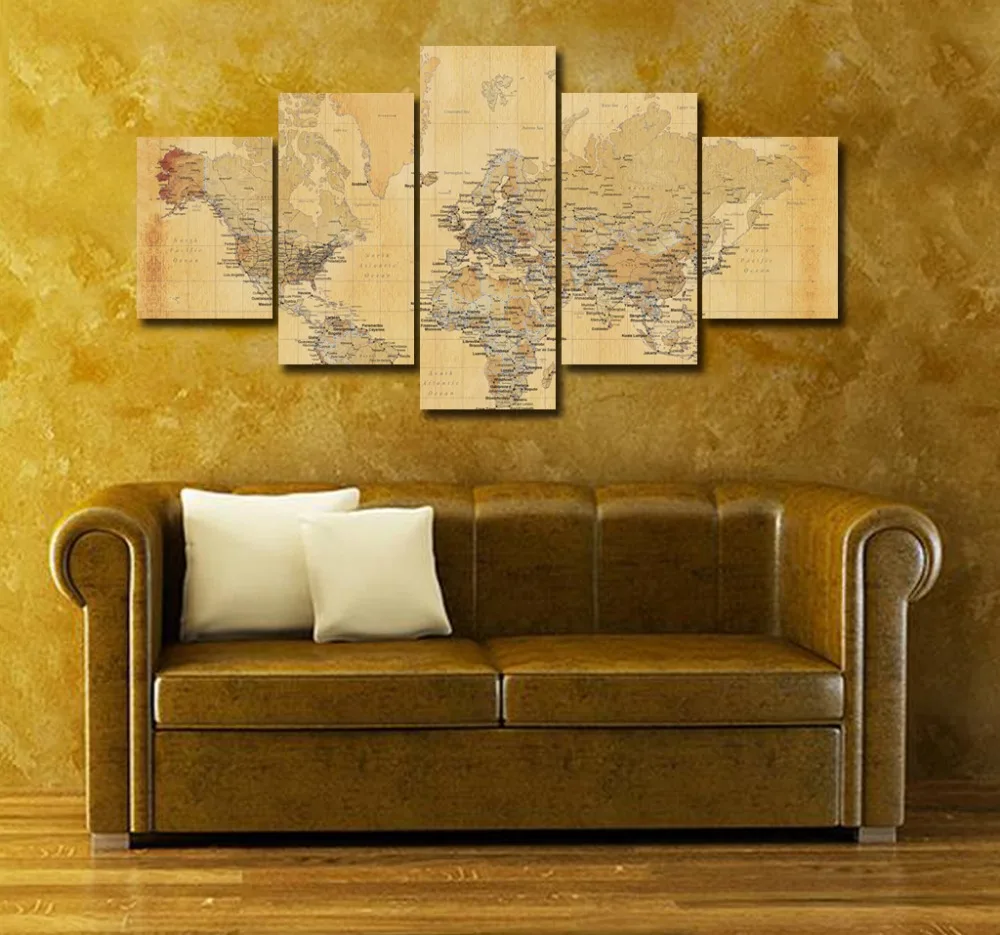 

HD Printed Canvas Painting Retro World Map The Lord of the Rings Map Of Middle Earth Nautical Chart For Living Room