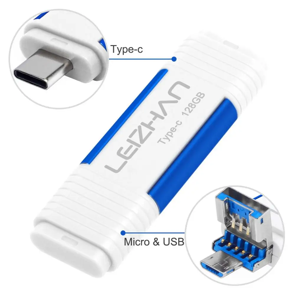 Флэш накопитель LEIZHAN Type c и Micro USB 3 0 256 ГБ 128 64 32 флэш C накопитель|USB флэш-накопители| |