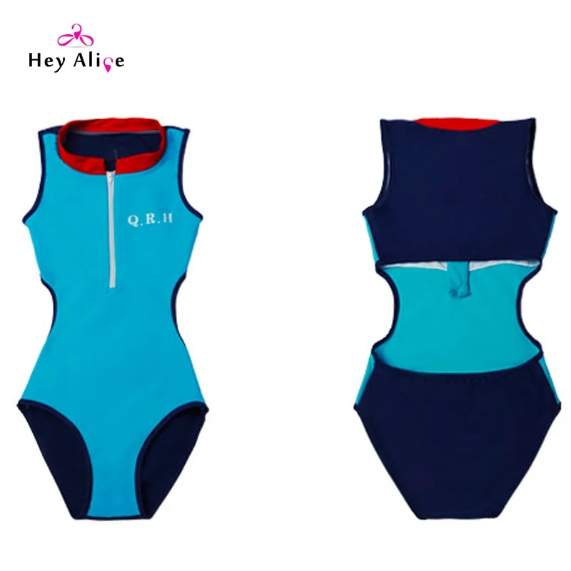 solid patchwork one piece suit