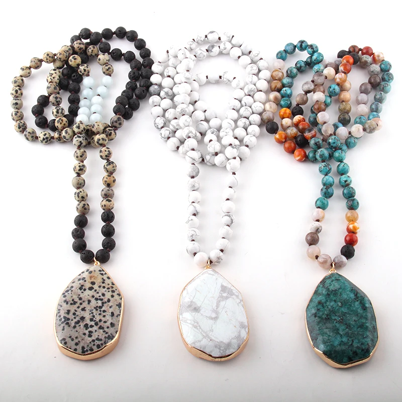Модные богемные ювелирные изделия 108 шт. натуральный камень завязанный каменная подвеска цепочки и ожерелья для женщин Этническая
