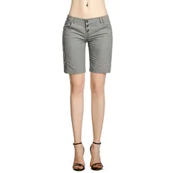 Высокая талия однотонные короткие брюки летние женские повседневные шорты на пуговицах новые Брендовые женские шорты Hengsong
