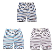 Модные повседневные летние хлопчатобумажные шорты в полоску для мальчиков и девочек детские брюки детские короткие штаны для маленьких мальчиков, пляжные свободные трусики с оборками