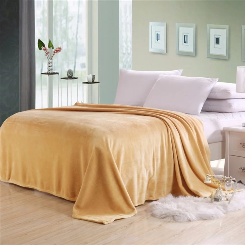 

Comfortable Super Soft Keep Warm Flannel Blanket Large Size Solid Color Home Sofa Bedding Office Car Blanket Home Textile