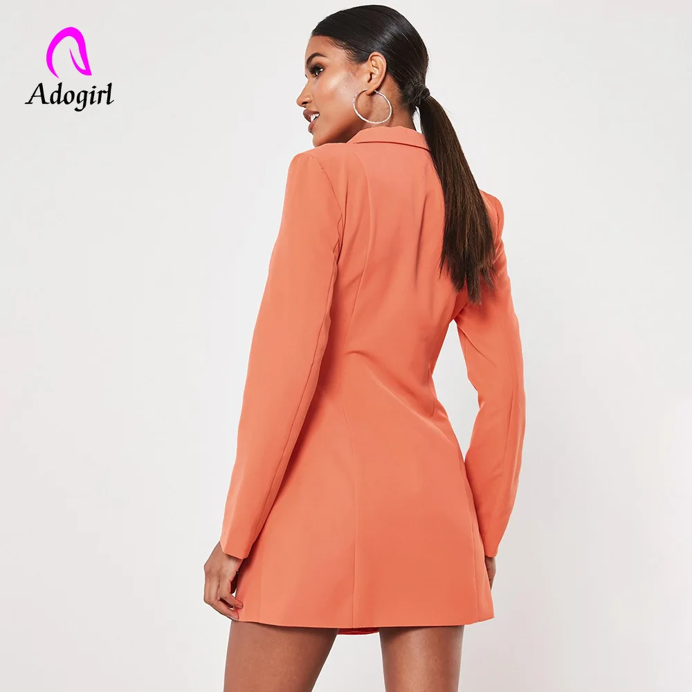 Adogirl Ladies Elegant Notched Collar OL Bandage Long Blazer Women Long Sleeved Slim Jacket Coat Outfits 2019 Autumn New Blazer