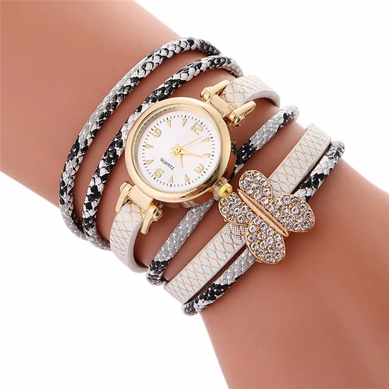 

Fashion Watches Women Ladies Bracelet Diamond Butterfly Circle Watch Student Fashion Table montre femme A2