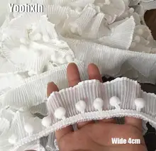 4CM Wide HOT Embroidery White flower tulle lace fabric trim ribbon DIY sewing Pom pom applique collar dubai dress wedding decor 4CM Wide HOT Embroidery White flower tulle lace fabric trim ribbon DIY sewing Pom pom applique collar dubai dress wedding decor