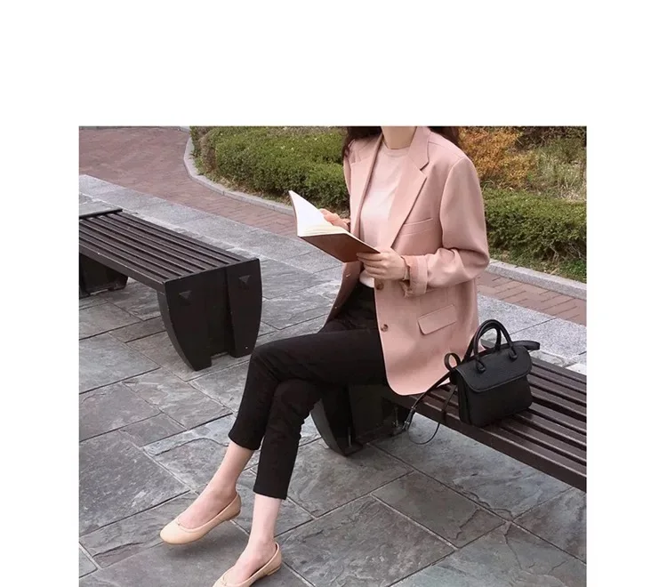 Модные розовые женские куртки блейзеры свободные женские пальто новые высококачественные весенне-осенние Костюмы для отдыха женские пальто женские блейзеры