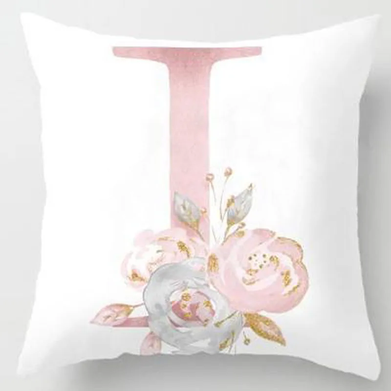 45*45cm Exquisite Alphabet Print Pillow Case Polyester Non-Toxic Washable Hidden Zipper Closure Pillowcase PP25