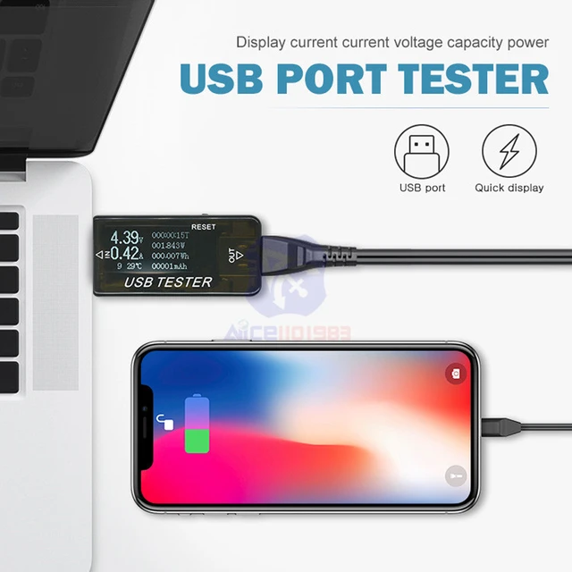 Testeur USB, voltmètre numérique DC, amperimètre, tension, courant,  détecteur d'ammètre, chargeur de batterie, indicateur de moniteur -  AliExpress