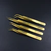 High Precision Eyelash Tweezer Golden Stainless Steel Vetus Tweezer Non-magnetic Volume Eyelashes Extension Makeup Tools 1