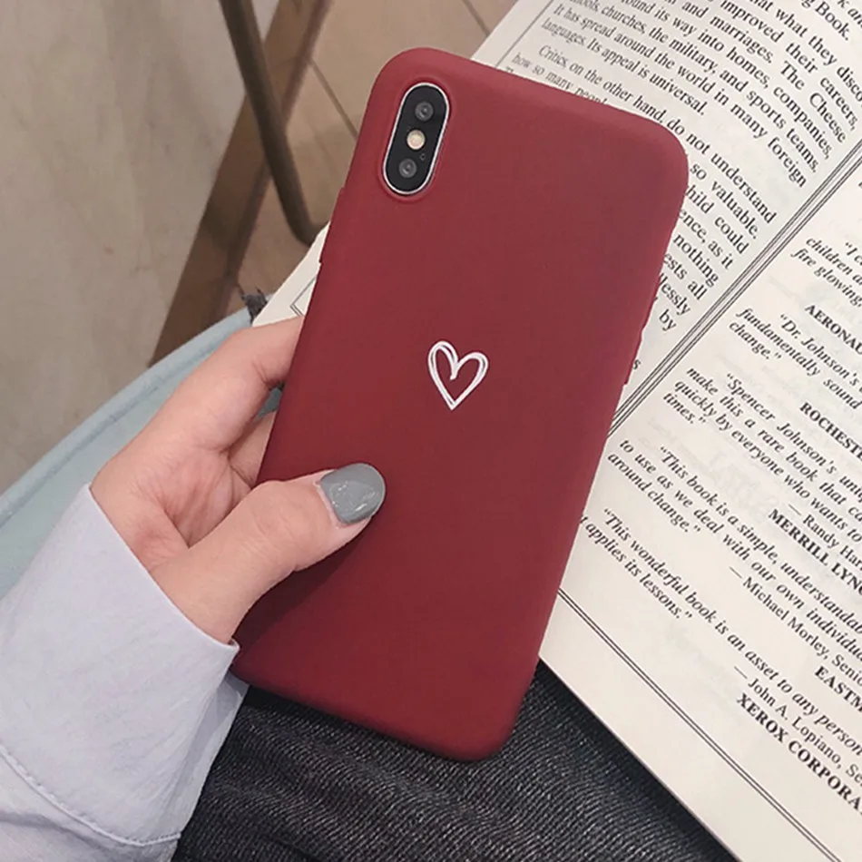 Для Xiaomi Redmi 7 8A Note 8 7 6 Pro 5 Redmi K20 Pro 5 Plus 6a S2 чехол любовь задняя крышка с принтом сердца в ретро-стиле прекрасный элегантный матовый мягкий чехол - Цвет: Wine Red