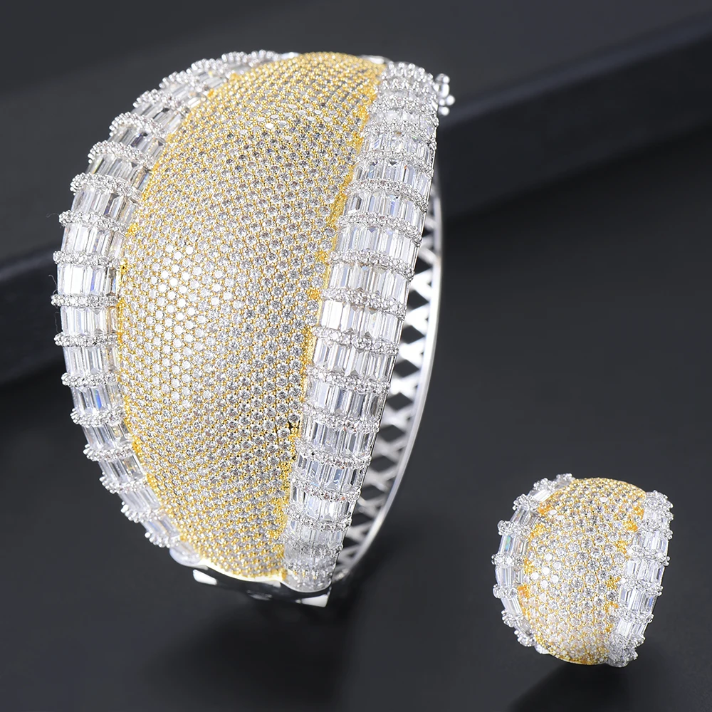 

missvikki Nigerian African Indian Charming Shiny Jewelry Set Bangle Ring Fashion Trendy Adjustable Accessories Bijoux For Women