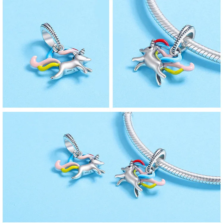Colorful Unicorn Silver Beads Fit Bracelet 32 Colorful Unicorn Silver Beads Fit Bracelet -Unicorn Fashion