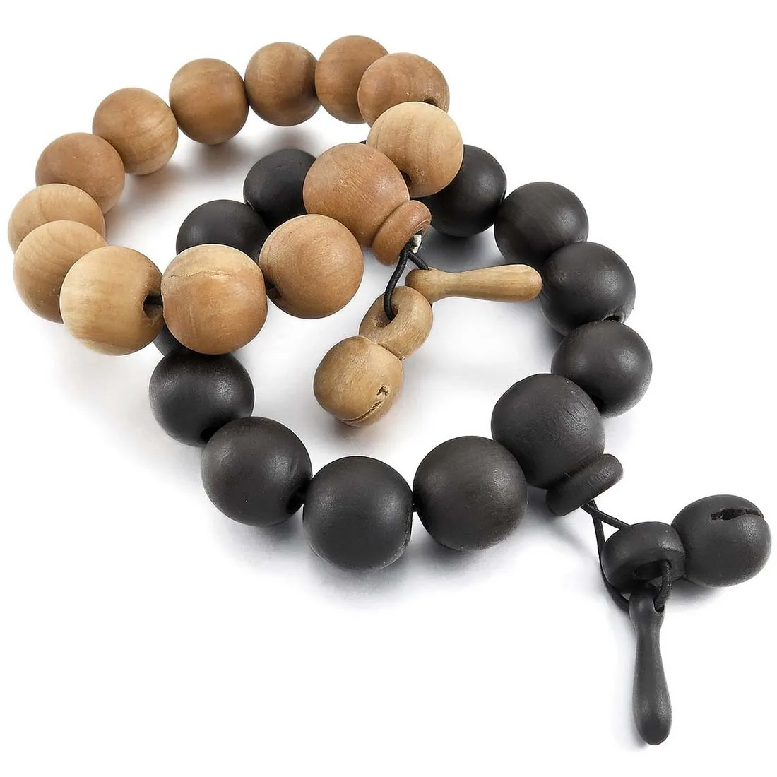 

2 Pieces 18mm Wood Bracelet Link Wrist Black Yellow Tibetan Buddha beads Prayer Buddha Mala Men, Women